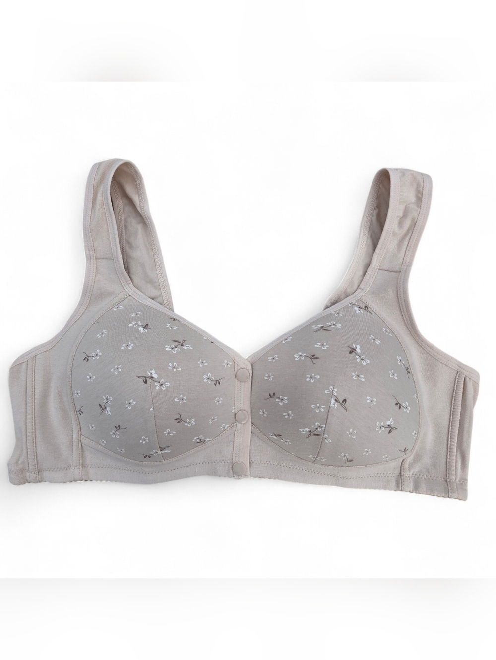 Comfort Stretch Front-Closure Wireless Bra - Taupe Floral 40C